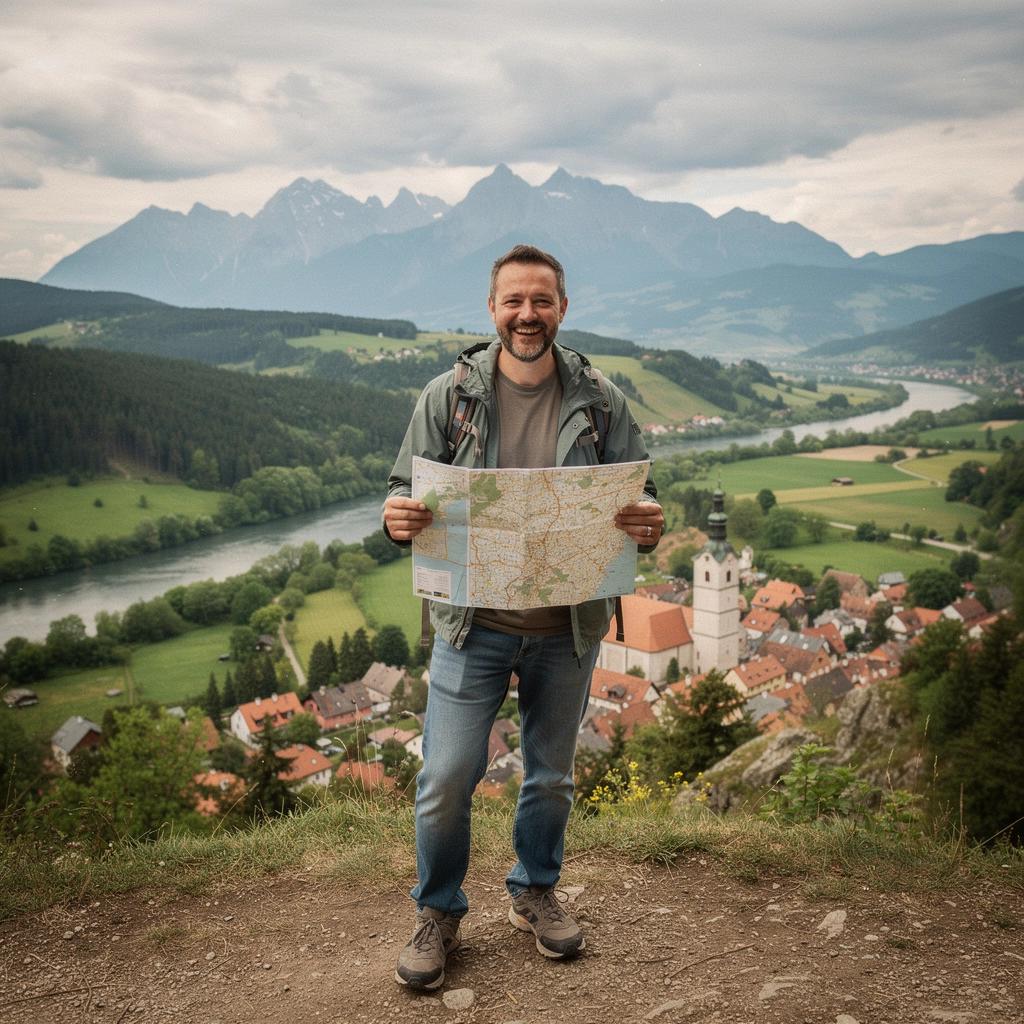 Historic castle overlooking a serene river in Slovakia